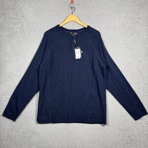 Autumn Cashmere Sweater Mens Size XL Navy Henley With Seam Raglan Sleeve NWT